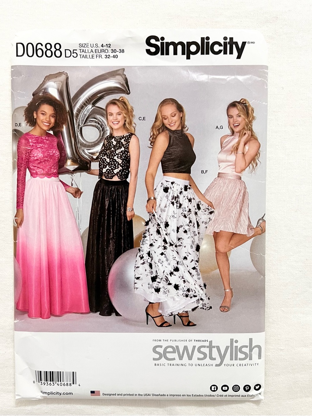 Simplicity D0688 Sew Stylish Formal Top & Skirt Pattern Size 4-12